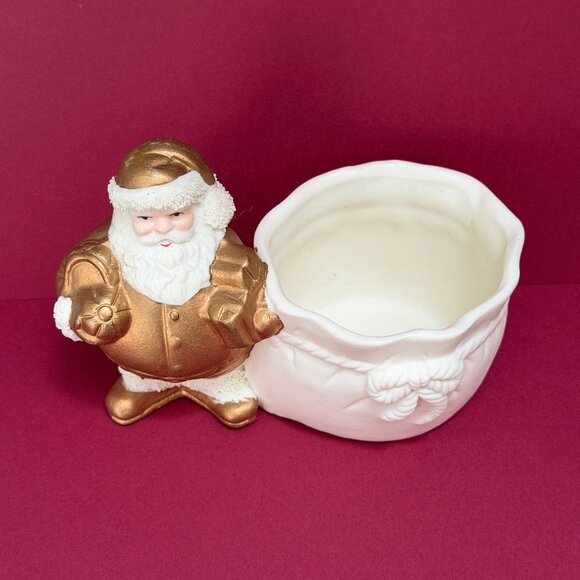 Vintage Santa Clause Planter/Candy Dish/Candle Holder: Christmas Decor - Picture 2 of 7
